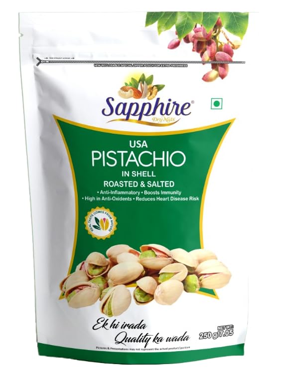 Sapphire Pistachio California Roasted and Salted pista dodi with Shell | Pistachios American Shelled Roasted | 250gm | Salted pistachios (B0B5H2G44M) Amazon Price History, Amazon Price Tracker