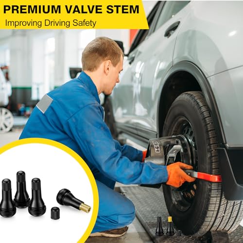 Image of Tallew 300 Pieces TR413 Tire Valve Stems, Rubber Snap-in Tubeless, Black