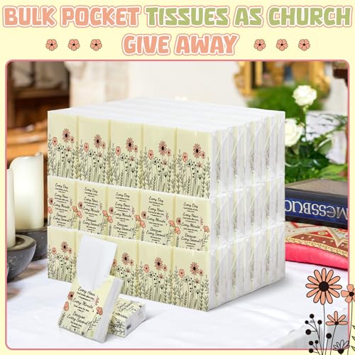 Image of Ctosree 50 Pack Pocket Tissues Travel Packs Bulk 500 Sheet Small Tissues Pocket Packs 3 Ply Mini Travel Size Individual(Wild Flower)
