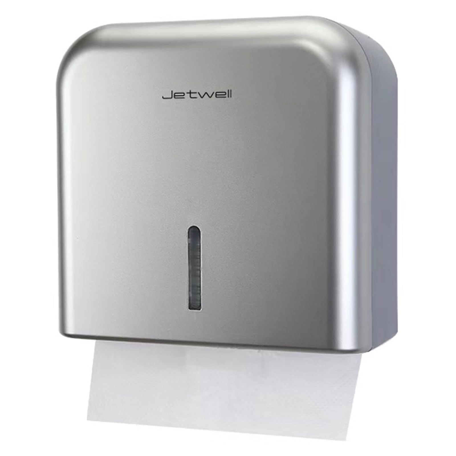 JETWELL Multifold Paper Towel Dispenser, Wall Mount Tissue Dispenser with Smart Lock, 200 Sheets ABS Plastic Cover, Folded Size 9.5" x 3.5" Or Smaller (Silver)