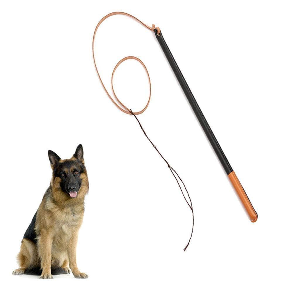 Fouet de Dressage pour Chiens Professionnel, Manche en Fibre à Haute Rebond, Caoutchouc et Cuir Synthétique, pour Formation et Éducation