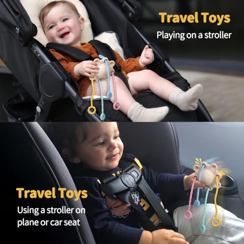 Image of Montessori Pull String Toy Silicone Travel Toy | Food Grade Silicone Early Development Toy, Fine Motor Skills Sensory Toys, Montesorri Gifts (Cream Color)