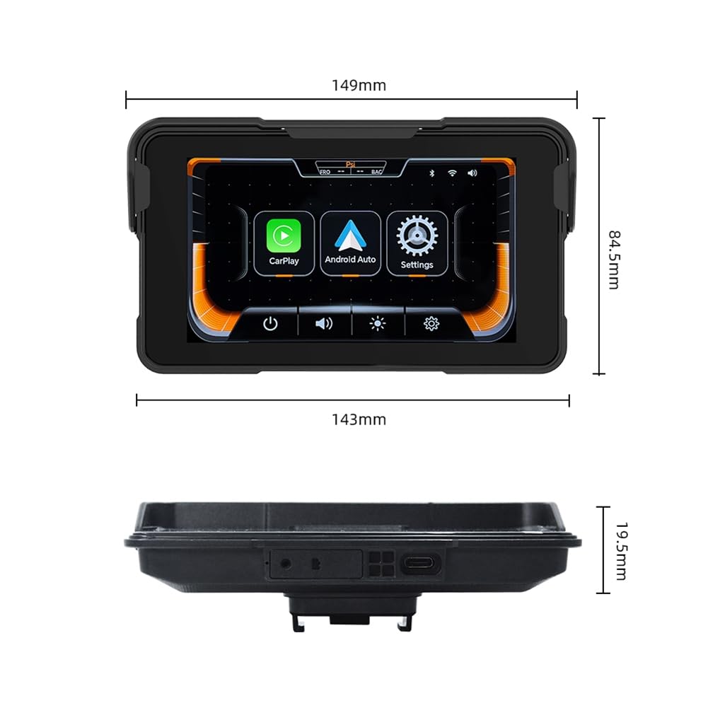 Pantalla de Navegación Digital Portátil para Motocicleta con CarPlay Moto Android Auto de 5.0 Pulgadas y Navegación Inalámbrica para Motocicleta.