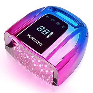 Professional Rechargeable 96W UV LED Portable Cordless UV Light for Nail Lamp Machine with Removable Stainless Steel Bottom,4 Timer Setting and Smart Sensor Nail Dryer (Blue&Purple)