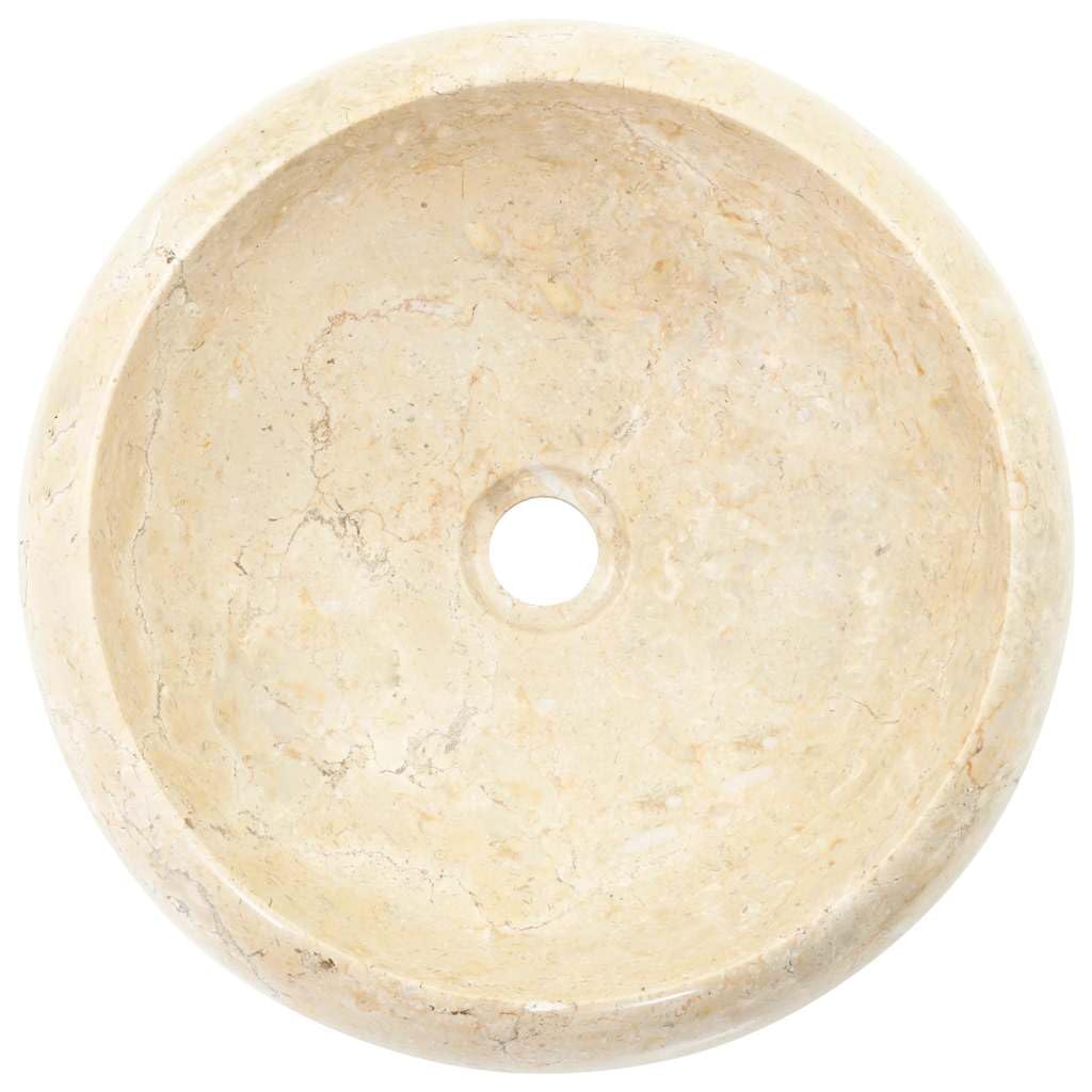 vidaXL Lavabo Mármol Mobiliario para Cuarto de Baño Grifos Decoración Casa Hogar Robusto Elegante Moderno Bricolaje Fontanería Color Crema 40x12cm Piedra Natural