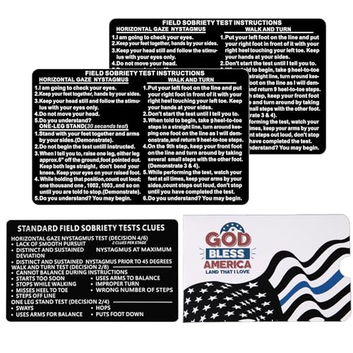 2PCS Thick Black Metal SFST Card Law Enforcement Accessories Standardized Field Sobriety Test Clues Card, Laser Engraved DWI NHTSA HGN Bend-Resistant SFST Instruction Officers Police Gear Duty Gift