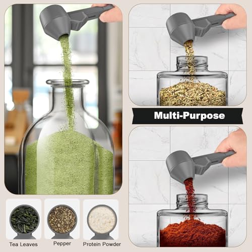 Image of Coffee Scoop & Funnel for Reusable K Cup Refillable Coffee Pods, Coffee Measuring Spoon 2 Tablespoon Capacity, Scoop with Funnel for Ground Coffee, Protein Powder, Tea (Grey, 2 Pack)