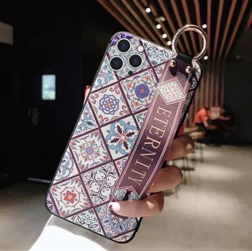 アイフォン15Pro用ケース モロッコタイル 落下防止ベルト付きケース ベルト 落下防止 リングベルト バンド リング ベルト付きケース ベルト付 ベルト付き スマホスタンド スマホケース カバー ケース スタンド メンズ レディース かわいい 男性 女性