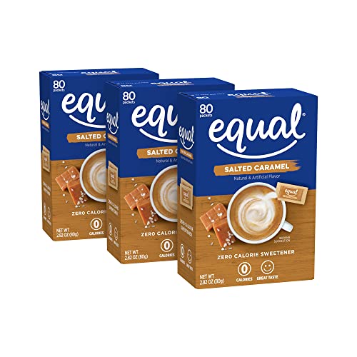EQUAL Salted Caramel Zero Calorie Sweetener, Flavored Sugar Substitute, 80 Packets (Pack of 3)