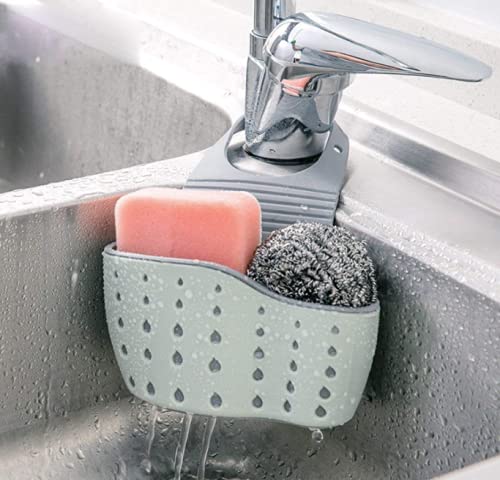 Storage Basket With Foam Sponge Scourer Caddy Soap Dish Sink Organizer Faucet Sponge Holder Hanging Basket Kitchen Organizer Sink Accessories