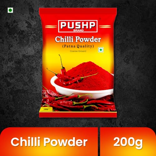 Image of PUSHP Brand Red Chilli Powder 200g, Lal Mirch Powder with natural Oils | Patna Quality Lal Mirchi Powder (Pack Of 1) | Perfect for Cooking, Pickles, Gravies & Traditional Indian Dishes