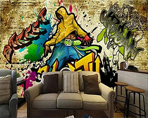 Custom Size Wall Murals,Retro Street Graffiti Personality Bar KTV?Removable Peel and Stick Self-Adhesive Wall Murals Large Photo Wallpaper