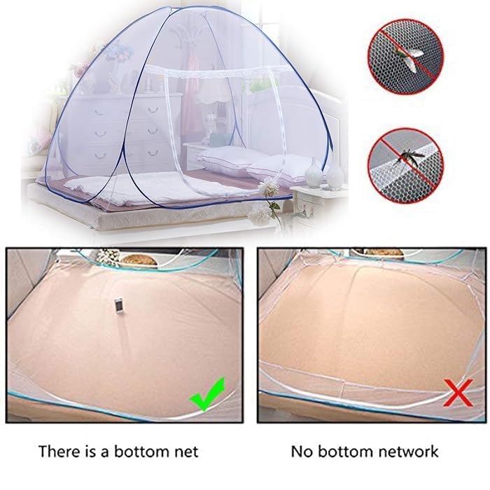Image of Mosquito Net for King Size Double Bed | Double Door Zipper | Ultra Fine High-Density Mesh | Strong Spring Steel Frame | Breathable, Washable 78 x 72 Inch| (Double Bed)