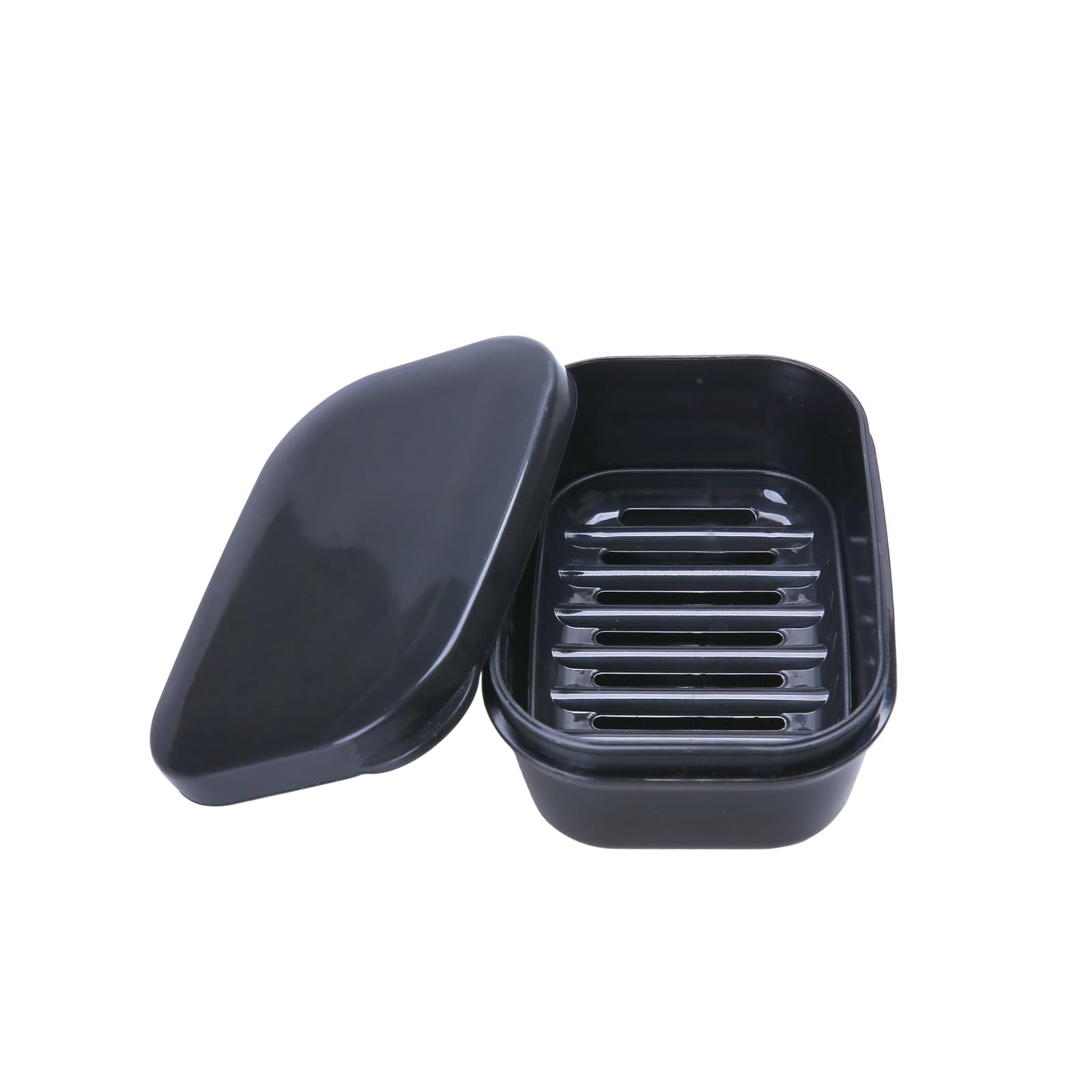 PUTING 1 Pack Soap Travel Container Portable Soap Case Leakproof Soap Box Soap Saver Dish with Cover Plastic Soap Bar Holder for Camping Outdoor Bathroom Shower Gym Hiking Traveling(Black)