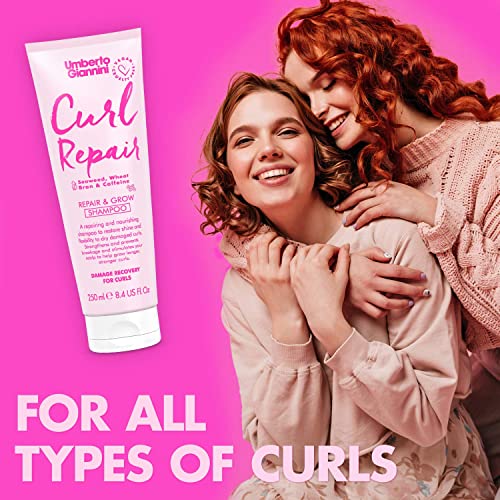 Umberto Giannini Curl Repair Shampoo + Conditioner Set, Vegan & Cruelty Free Repair & Growth Formula With Seaweed, Wheat Bran & Caffeine, 8.5 Fl Oz #TOP4