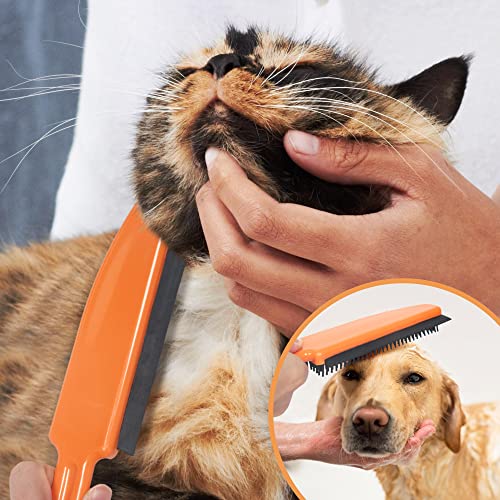 Landhope Carpet Rake For Pet Hair Remover Long Handle With Squeegee, Rubber Broom Carpet Brush Non Scratch Bristles Fur Remover Indoor Outdoor Push Broom For Cat Dog Hair Hardwood Tile Windows Clean #TOP2