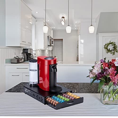 Zcdcp Nespresso Pod Holder, Vertuo Pod Holder Storage Drawer , Black Metal Coffee Pod Holder For Vertuoline Capsule Orgainzer, 50 Pods #TOP6