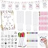 Panitay 126 Pcs Baby Shower DIY Bodysuit Set Bib 25 Blank White Newborn Bodysuit 25 Stencils 24 Marker 1 Sign 50 PinsButterfly