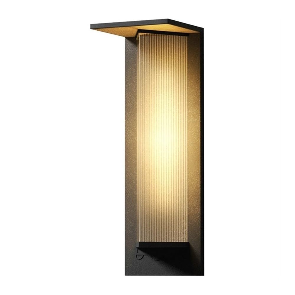 OZBMA Modern Simple LED Wall Sconce Stainless Steel Long Strip Light Outdoor Striped PC Shade Lamp for Porch Hallway Garden Garage Courtyard Villa(32cm/12.6in)