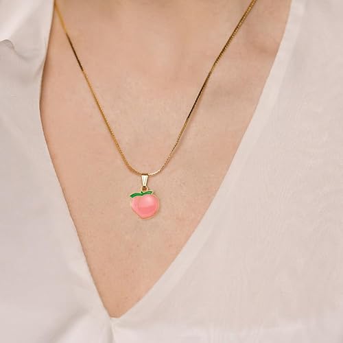 Miniatura 3 de 50 piezas de mini dijes esmaltados de fruta de durazno, dijes de aleación de melocotón para hacer joyas, dijes, pulseras, aretes, collares,