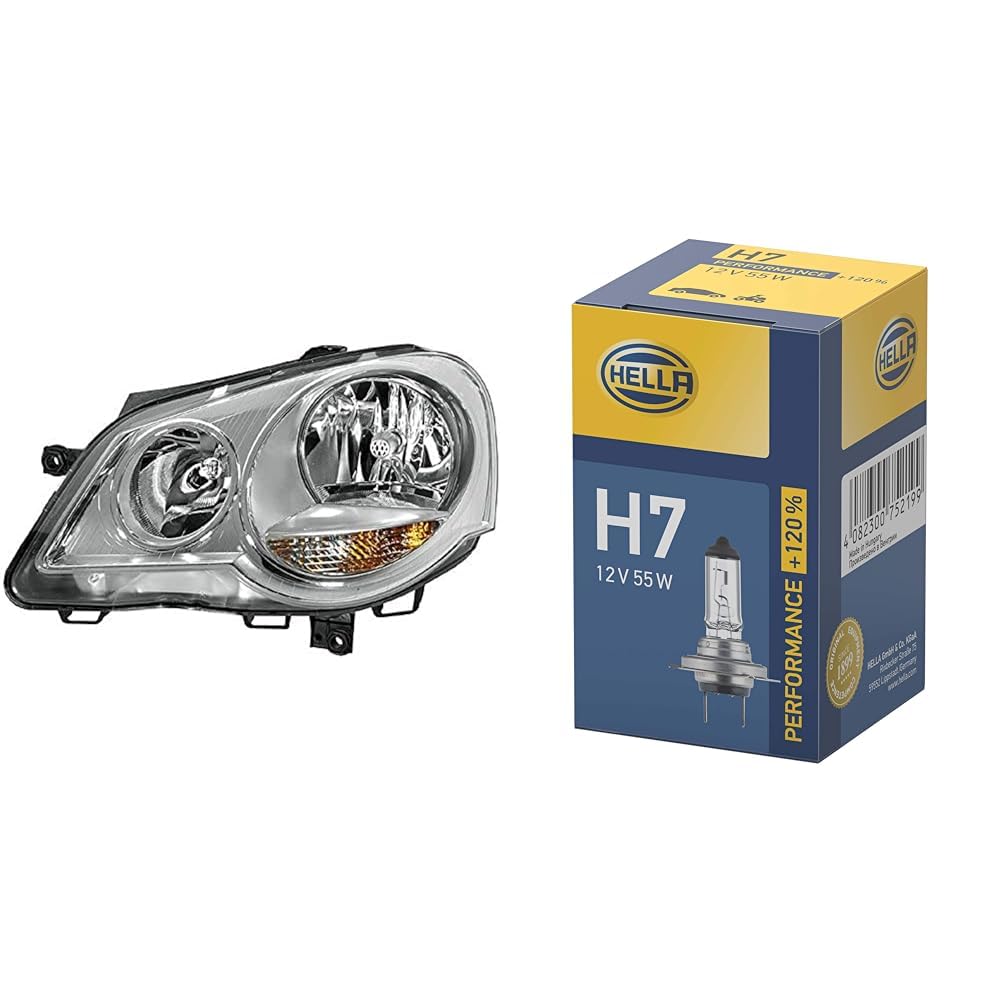 Hella 1LE 247 019-201 FF/Halógena-Faro principal ECE, para circulación por la izquierda, Delante, derecha 8GH 223 498-031 Lámpara, H7, 12V, 55W, Tipo de Portalámpara: PX26d, Caja, Cant. 1