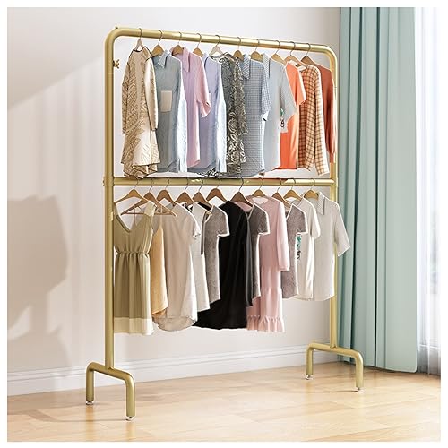 Portant à vêtements portable pour une chambre épurée avec cet étendoir à linge à 2 niveaux chic