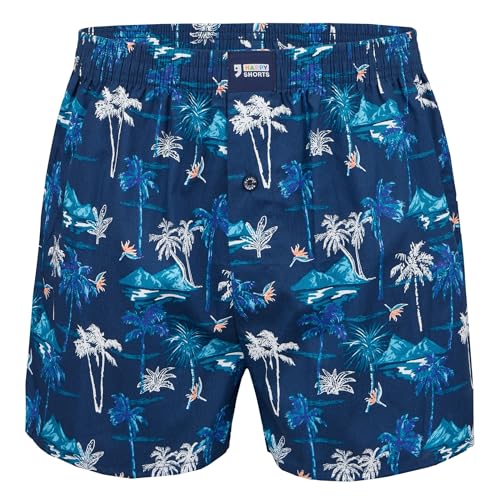 Happy Shorts Herren American Boxer Boxershorts Webboxer Island, Farbe:Islands - Inseln, Grösse:L