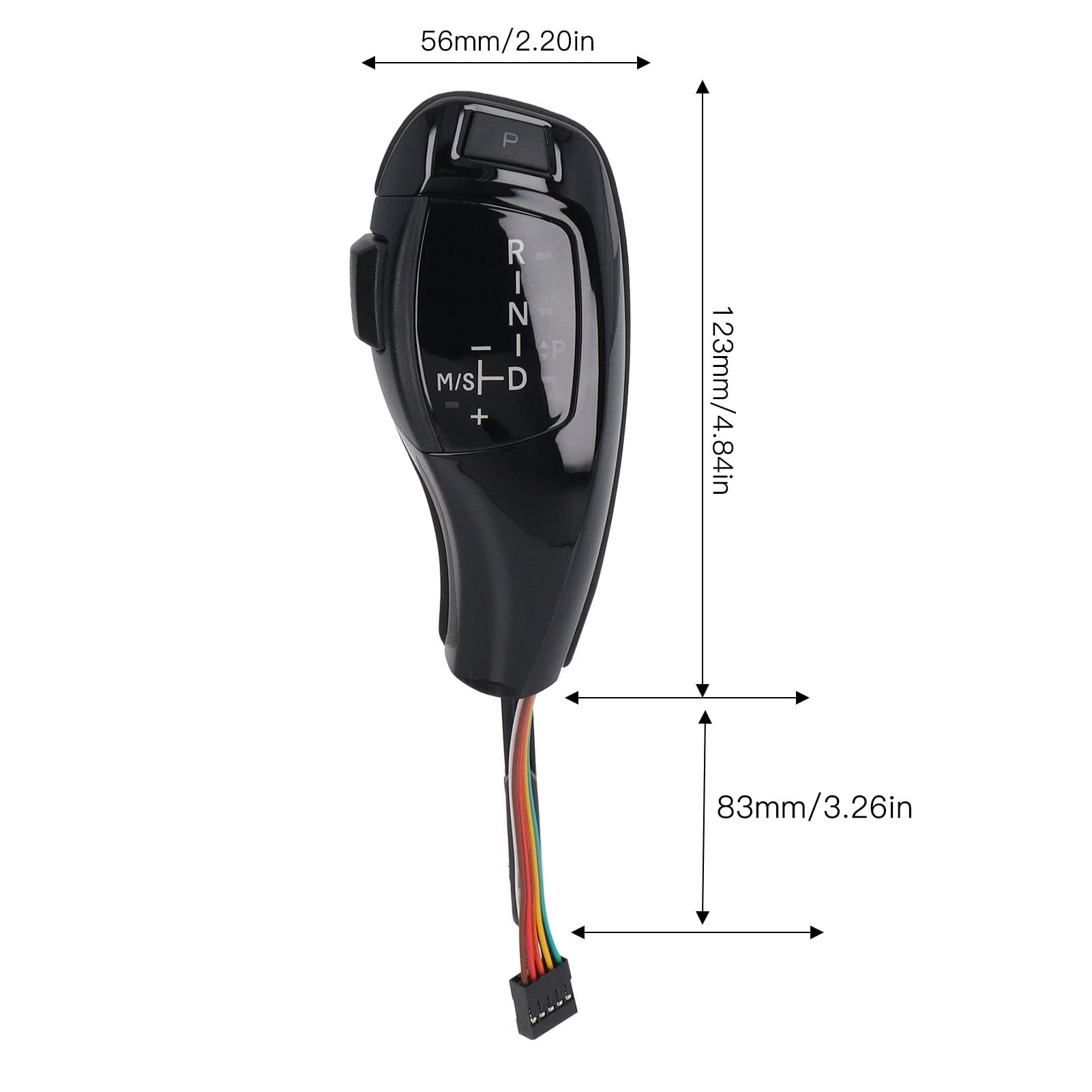 LED-Automatik-Schaltknauf, KIMISS LED-Licht-Auto-Schaltknauf, Linke Antriebsseite, Roter Knopf, Glatter Ersatz für X3 E83 2004-2010(Glänzend schwarz)