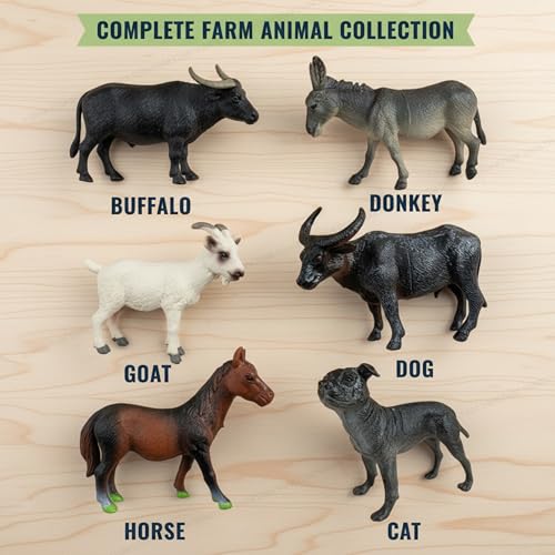 Image of SHAKTISM Farm Animal Toys Set - Realistic Farm Animal Figures for Kids, Educational Playset for Ages 3+ - Durable Plastic Toy Animals for Preschool & Toddler Learning (1205 Mini Farm 6Pc)
