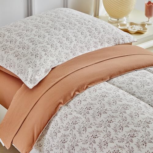 Image of DuShow Toddler Bedding Set for Girls and Boys,4 Piece Bed-in-a-Bag Toddler Comforter Sets,Tan Leaf Crib Bedding Sheets Set,Include Quilt Comforter,Flat Sheet,Fitted Sheet,Pillowcase