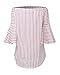StyleDome Womens Off The Shoulder Tops Stripe 3/4 Bell Sleeve Summer Casual Loose T-Shirt Blouses Red XL