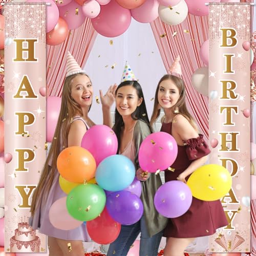 Image of Birthday Decorations Banner, Happy Birthday Door Sign for Men Women Boys Girls Ideal Birthday Decorations Party Supplies Outdoor Indoor 72 x 12 Inch