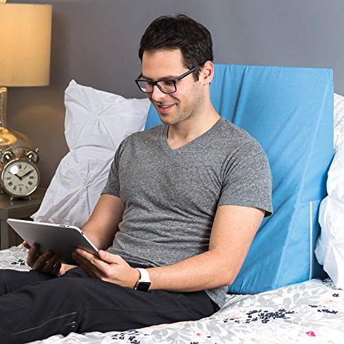 Image of DMI Bed Wedge Pillow and Triangle Wedge with Elevated Incline for Neck Pain, Headaches, Reflux, Shoulders, Back Pain, Foot Support, Knee Pain or Restless Leg Syndrome, 24x24x7 inches, Blue