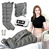 Pressoterapia Linfodrenaggio Pressoterapia Professionale per Casa 6 Camere D'aria Massaggiatore Gambe e Braccia Addome, Apparecchio Massaggiatore, Anticellulite (Grey 2leg+waist, 6 Camere)