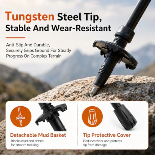 Image of Proberos Telescopic Carbon Fiber Hiking Poles with Soft Grip for Outdoor