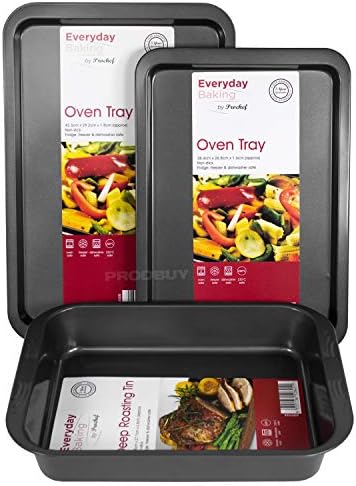 ProChef Brand Non-Stick Baking Tray Sets (2 x Oven Trays & Deep Roasting Tin)