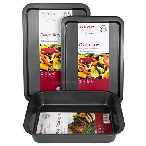 ProChef Brand Non-Stick Baking Tray Sets (3 Piece Assorted Trays)