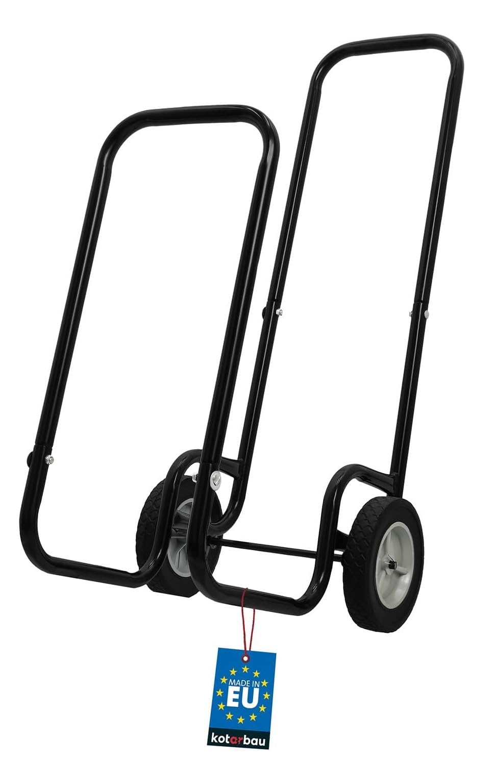 KOTARBAU® Carrello per legna da ardere con ruote, carrello in legno, 102 x 54 x 41 cm, 80 kg, colore nero, verniciato a polvere, per legna da ardere e legna da ardere