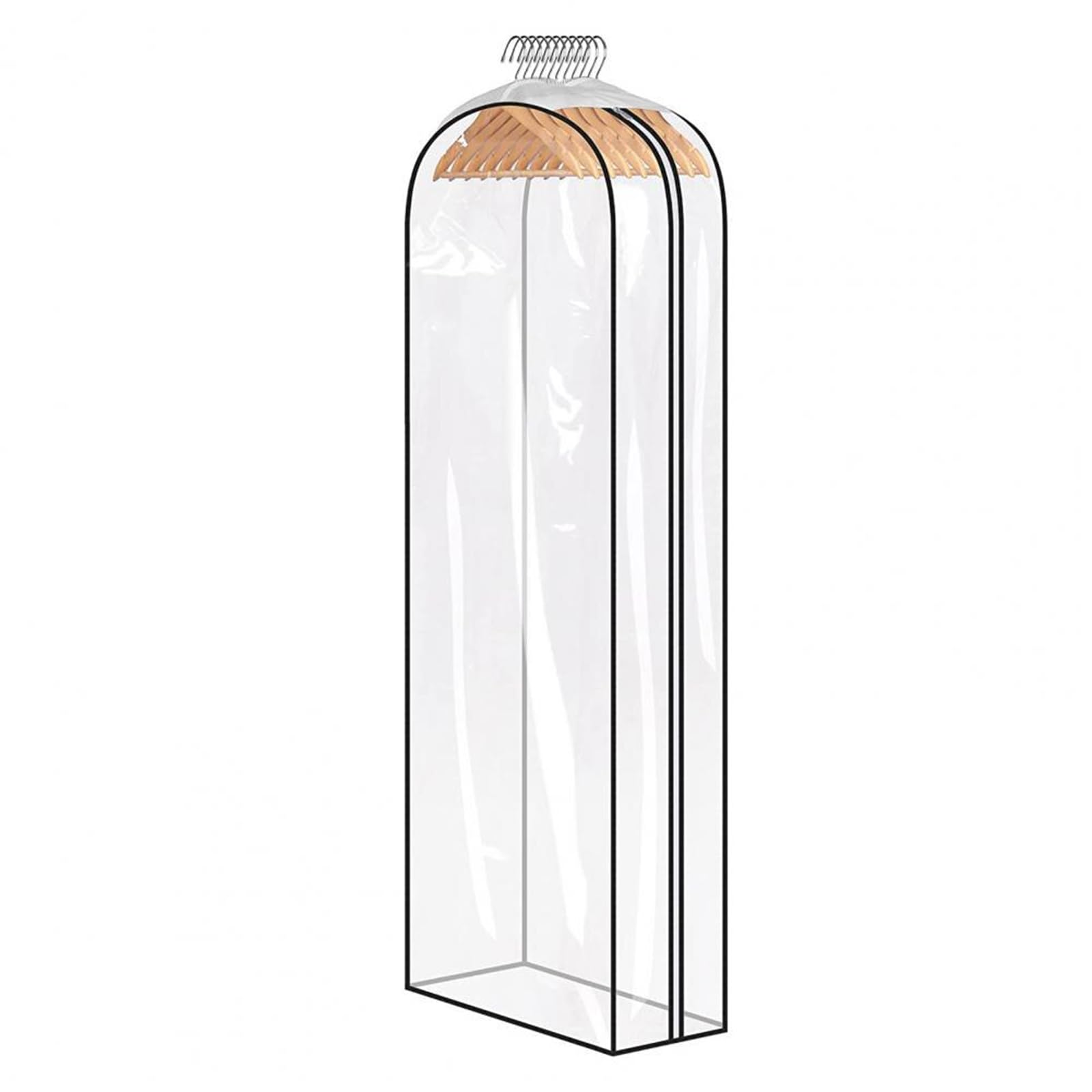 Fundas para Ropa Paquete de 3 Bolsas para Ropa Totalmente Transparentes Bolsas dArmario con Refuerzos y Cremalleras Laterales para Trajes, Abrigos, Vestidos, 102 X 60 X 25,5 cm, Transparente