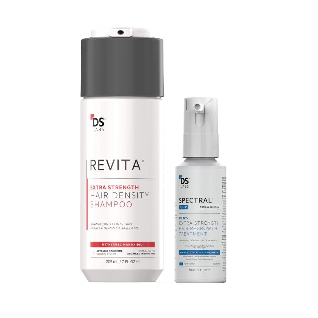 DS Labs Revita Extra Strength Shampoo & Spectral.UHP Kit - High-Performance Hair Density Shampoo & Serum, Volumizing & Thickening, Fuller Looking Hair, Saw Palmetto, Sulfate & Silicone Free