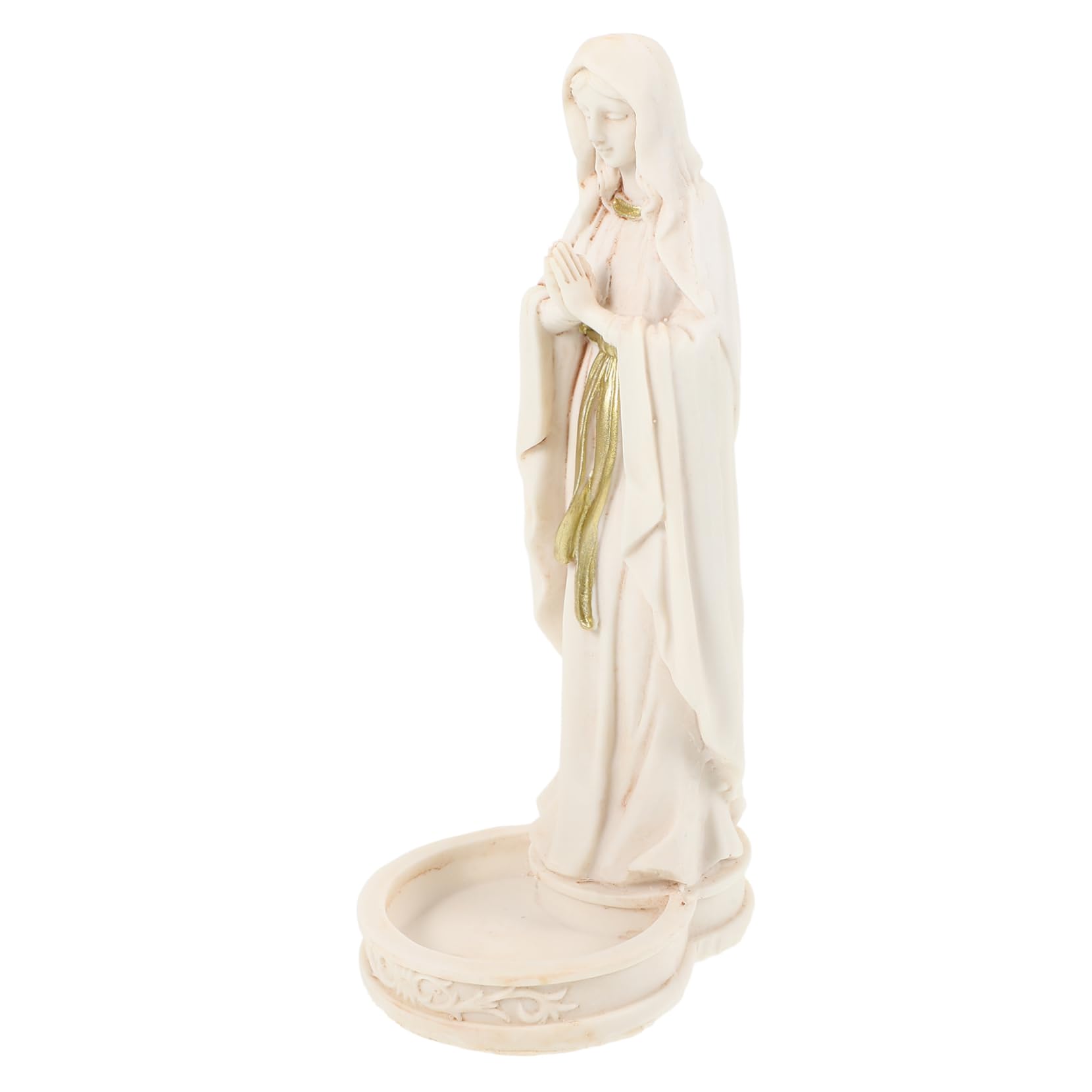 Vaguelly Statua Vergine Maria in Resina Dettagliata Decorazione Religiosa Da Tavolo Compatta e Facile Da Pulire Per Casa e Regalo Spiritualità