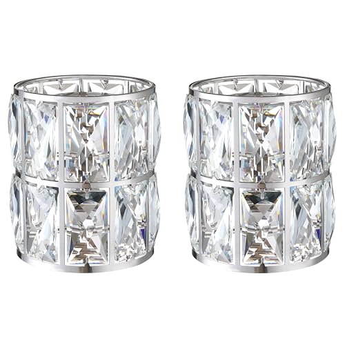 Image of 2 Pack Crystal Chandelier Brushed Nickel Lampshade H5*4.7 inch Wall Sconces Pendant Light