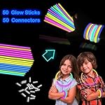 Glow Sticks Party Pack 8"-50, Light up Bracelets & Necklaces Accessories for Kids, Neon Glow in the Dark Valentines Day Party Favor Supplies Decoration for Birthday Camping Wedding Dance Parade - Image 2