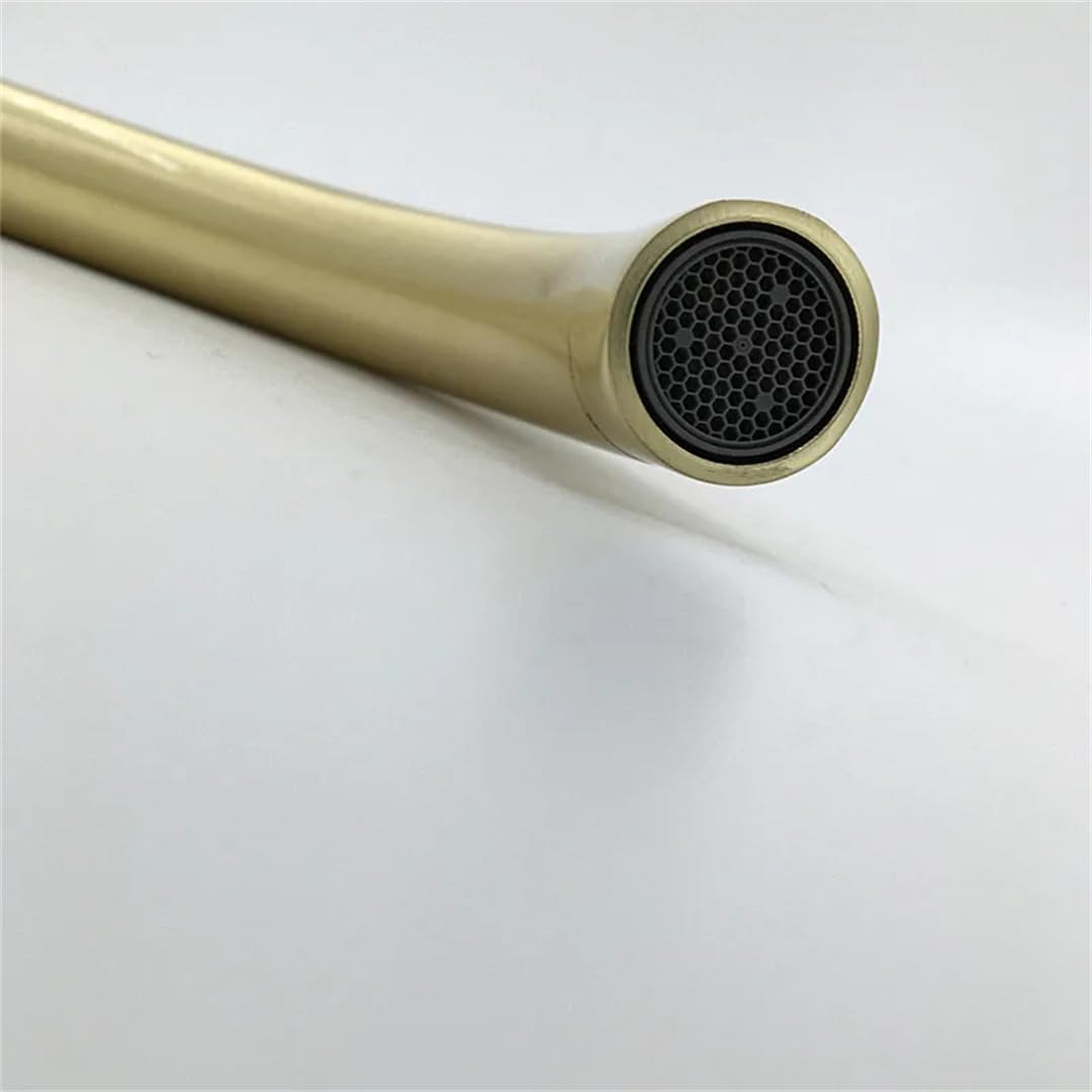 Placa de Armadura de Oro Cepillada para Instalar Grifo de Fregadero de una Sola Manija, Agua Fría Y Caliente de un Solo Agujero, Boquilla Giratoria de 360 Grados 6204Pg, TOMRAIN, 6.204 piezas,