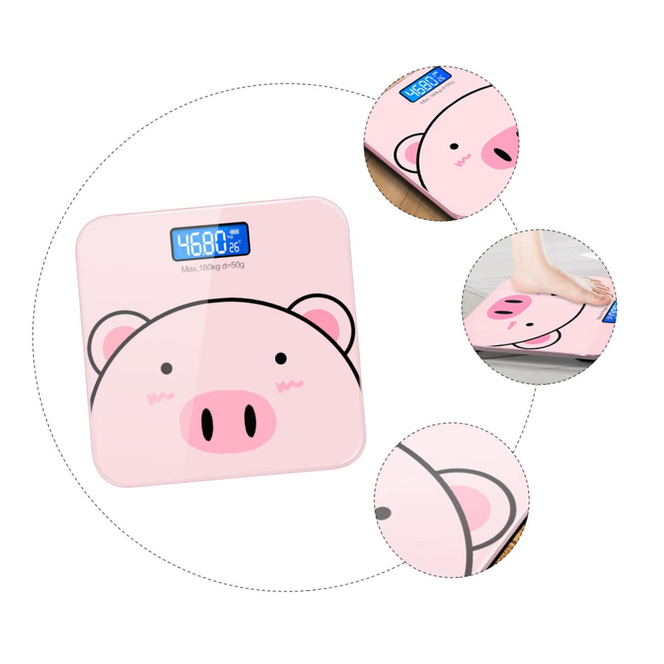Báscula Digital Cuerpo con Diseño de Dibujos Animados Sensor Inteligente Pantalla LCD Hd Carga USB para Uso Doméstico y Deportivo