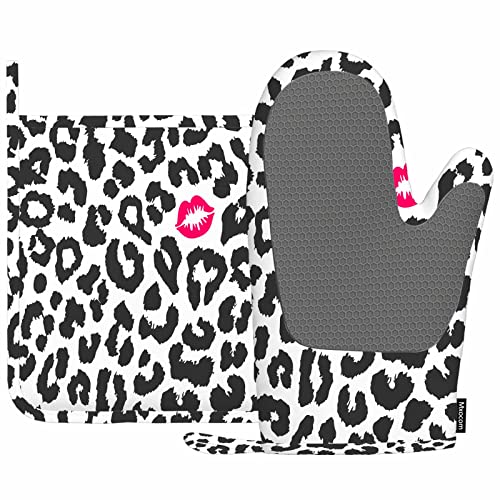 Mxocom OVENMITTA2056 Leopard Heat-Resistant Oven Mitts And Pot Holder Cheetah Animal Print cover