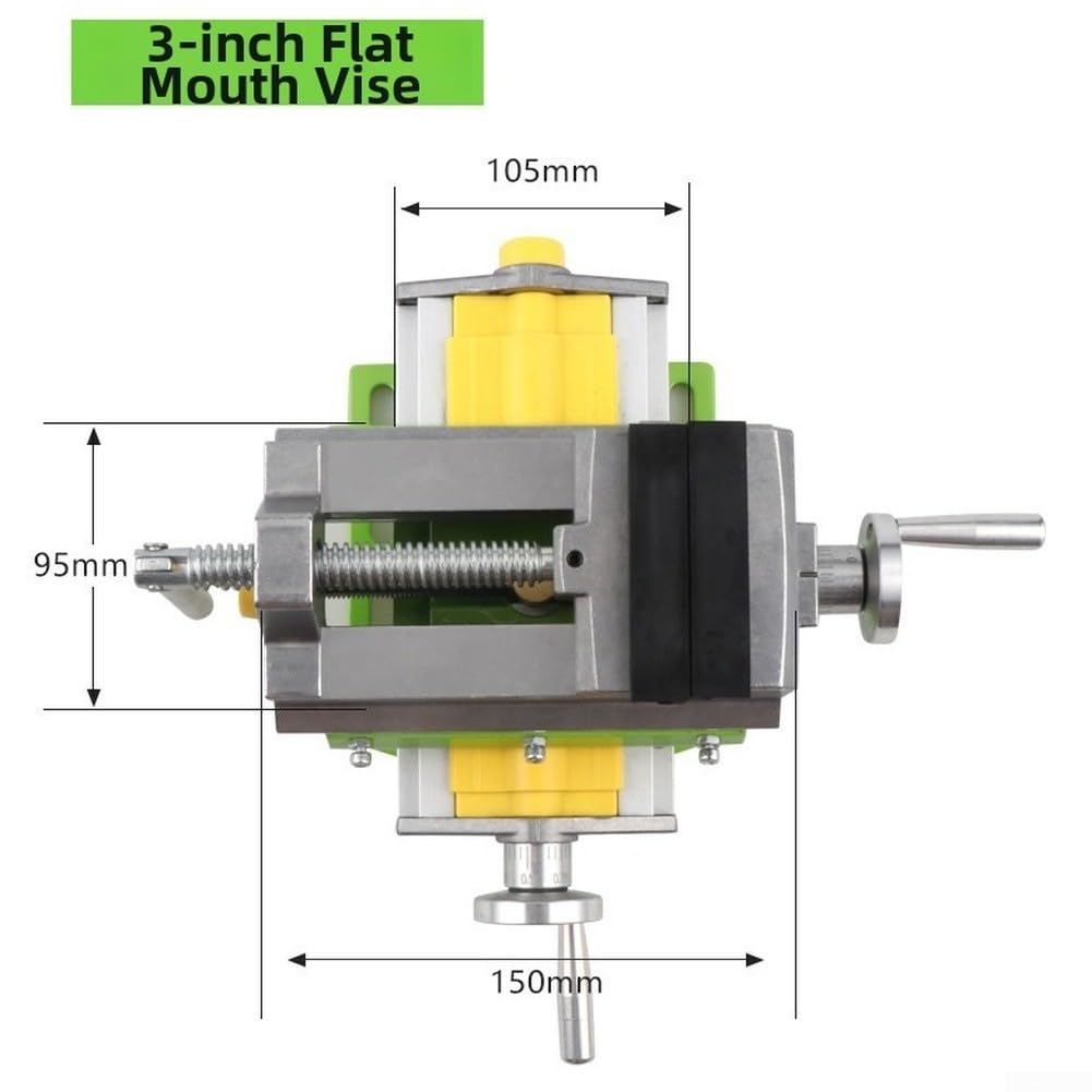 EasyByMall Étau à glissière croisée pour perceuse, fraiseuse, étau de précision en Alliage d'aluminium avec Mouvement à Double axe, mâchoires réglables de 7,6 cm, Vert/Gris