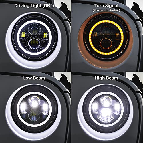 Image of TRUE MODS 7 Inch LED Headlights Round for 2007-2018 Jeep Wrangler JK H6024