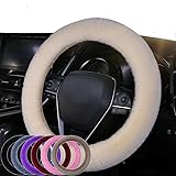 防寒 太巻きタイプ カー用品 内装パーツ 無地 ハンドルカバー もこもこ ふわふわ 冬 ステアリングカバー あたたかい おしゃれ かわいい 軽自動車 軽トラ 普通車 カーアクセサリー 車 メンズ レディース 黒 茶 K1140 KARAFURA (ブラック)