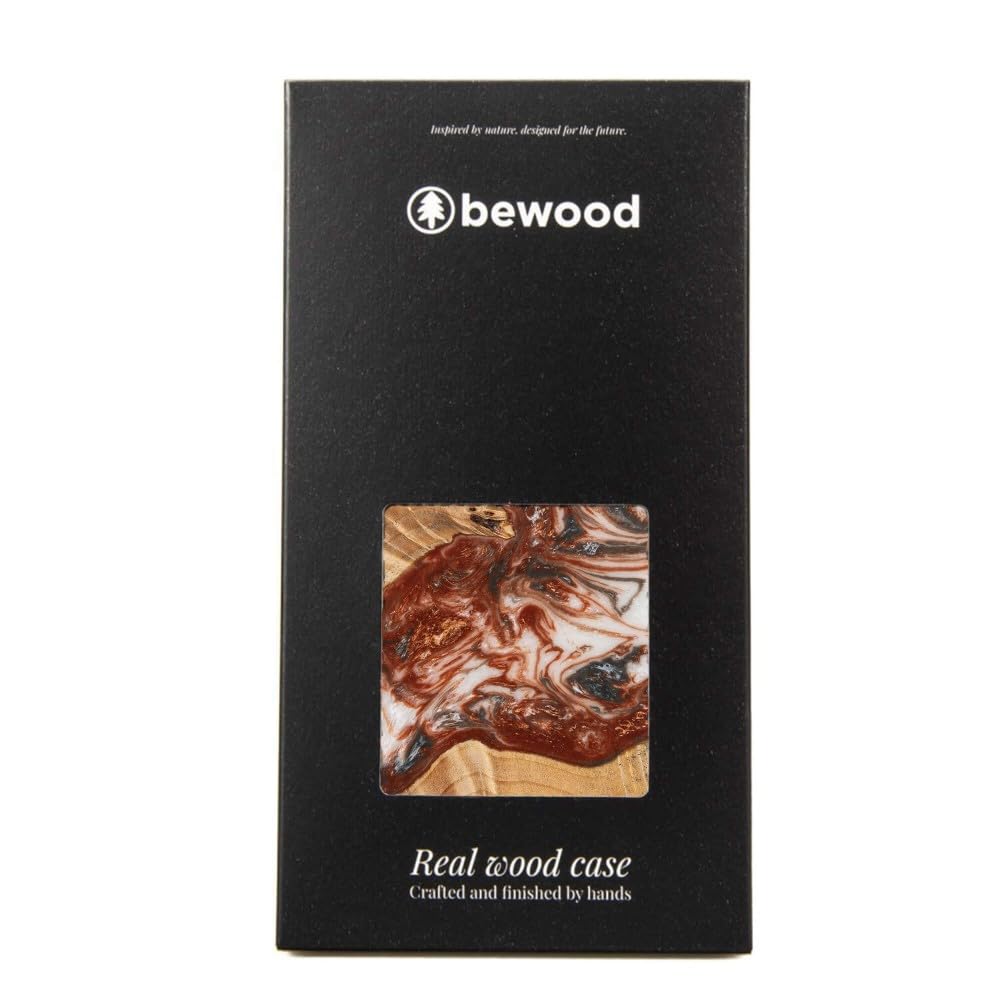 Unique Custodia per Motorola Edge 40 Neo – Bocote in vero legno e resina – pezzo unico fatto a mano – Custodia protettiva antiurto con telaio in silicone TPU – legno naturale e resina
